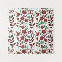 Floral seamless pattern birds and butterflies