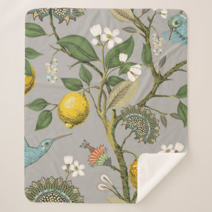 Floral seamless pattern. Botanical wallpaper. Plan Sherpa Blanket