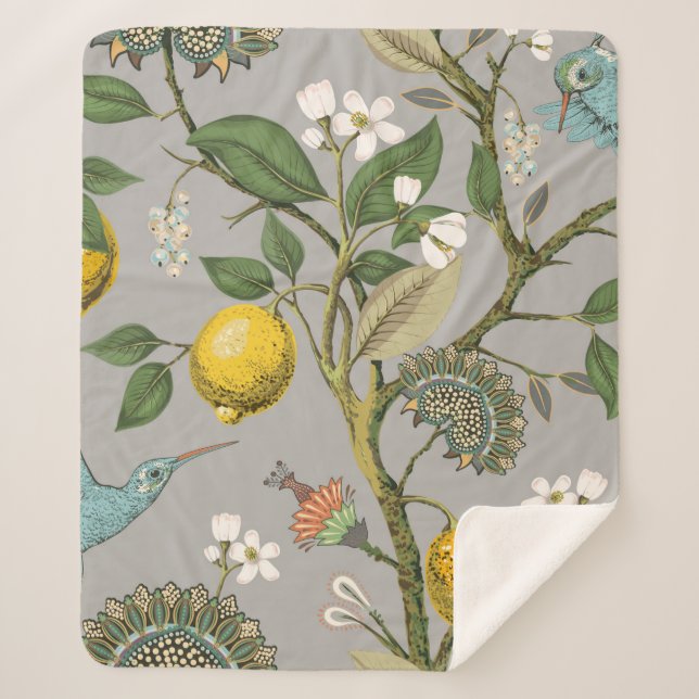 Floral seamless pattern. Botanical wallpaper. Plan Sherpa Blanket (Front)