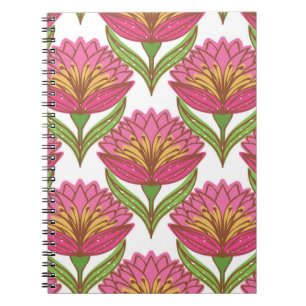 Floral seamless pattern. Bright red flowers on whi Notebook