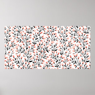 Floral seamless pattern design. Branch with small Poster