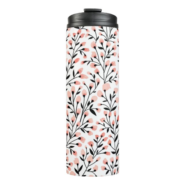 Floral seamless pattern design. Branch with small  Thermal Tumbler (Front)