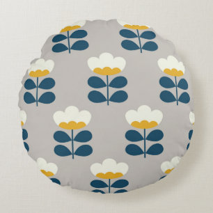 Floral seamless pattern design. Scandinavian style Round Pillow