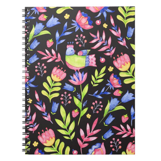 Floral seamless pattern design. Spring flowers and Notebook (Front)