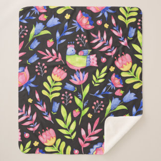 Floral seamless pattern design. Spring flowers and Sherpa Blanket