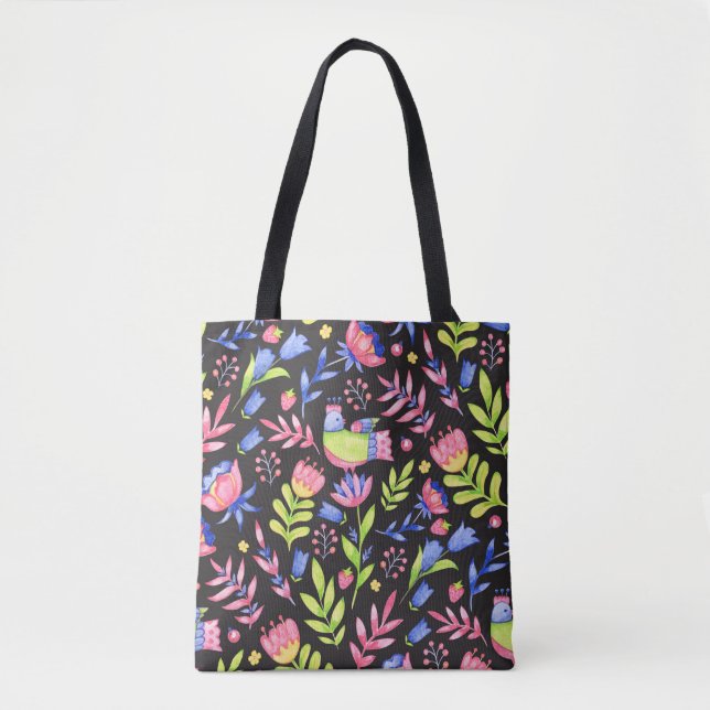 Floral seamless pattern design. Spring flowers and Tote Bag (Front)