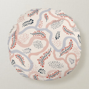 Floral seamless pattern. Flower artistic drawn bac Round Pillow