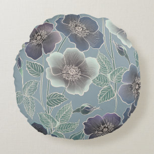 Floral seamless pattern. Flower background. Floral Round Pillow