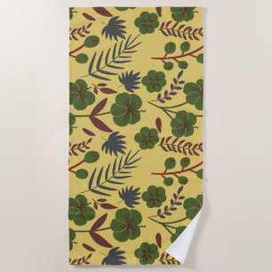 Floral seamless pattern flowers and butterflies beach towel