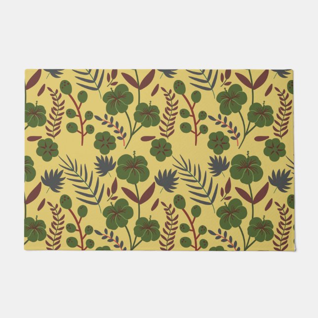 Floral seamless pattern flowers and butterflies doormat (Front)