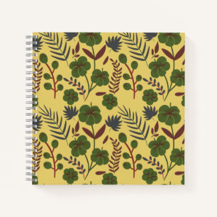 Floral seamless pattern flowers and butterflies notebook