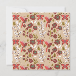 Floral seamless pattern flowers, birds, butterfly card