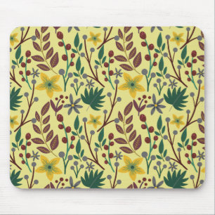 Floral seamless pattern flowers, leaves, branches mouse pad