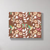 Floral seamless pattern flowers, leaves, butterfly