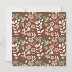 Floral seamless pattern flowers, leaves, butterfly card