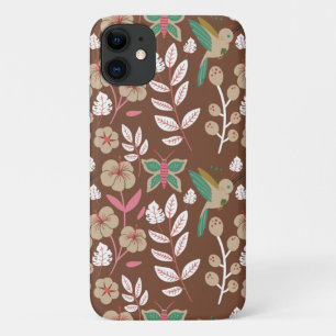 Floral seamless pattern flowers, leaves, butterfly iPhone 11 case