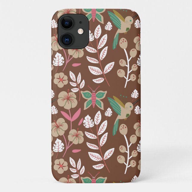 Floral seamless pattern flowers, leaves, butterfly Case-Mate iPhone case (Back)