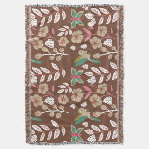 Floral seamless pattern flowers, leaves, butterfly throw blanket