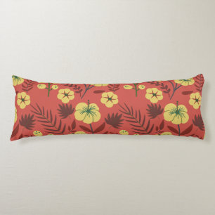 Floral seamless pattern flowers yellow and red body pillow