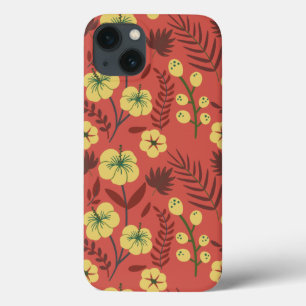 Floral seamless pattern flowers yellow and red iPhone 13 case