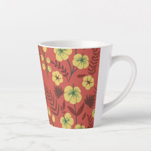 Floral seamless pattern flowers yellow and red latte mug