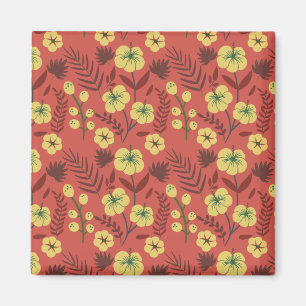 Floral seamless pattern flowers yellow and red magnet