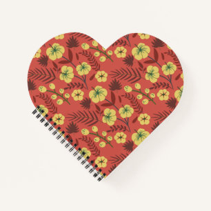 Floral seamless pattern flowers yellow and red notebook