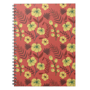 Floral seamless pattern flowers yellow and red notebook