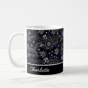 Floral seamless pattern galaxy personalized name coffee mug
