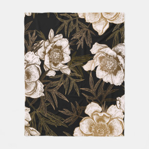 Floral seamless pattern. Garden flowers peonies an Fleece Blanket
