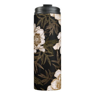 Floral seamless pattern. Garden flowers peonies an Thermal Tumbler