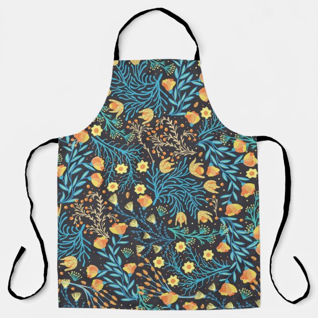 Floral seamless pattern. Hand drawn creative flowe Apron (Front)