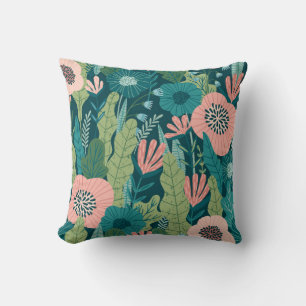 Floral seamless pattern, interior decor throw pillow