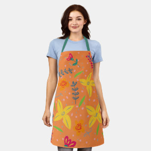 Floral Seamless Pattern & Leaves Apron