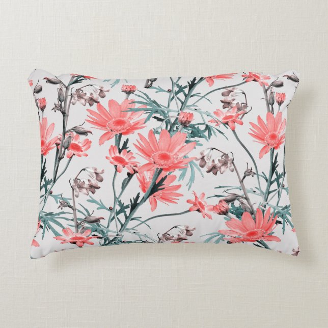 Floral seamless pattern, margarita and hyacinthes, accent pillow (Front)