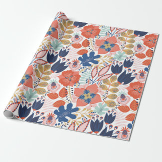 Floral seamless pattern on white. Abstract backgro Wrapping Paper