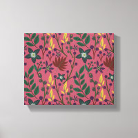 Floral seamless pattern pink flowers leaves branch
