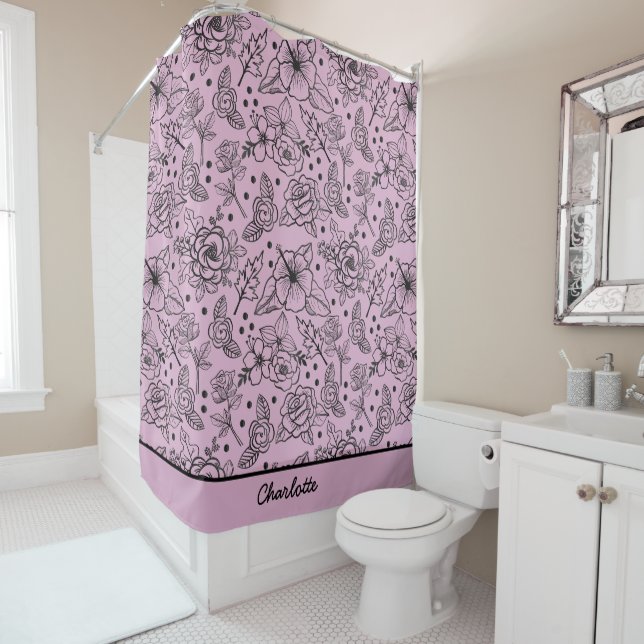 Floral seamless pattern purple personalized name (In Situ)
