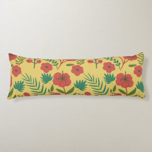 Floral seamless pattern red yellow green flowers body pillow