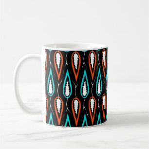 Floral seamless pattern retro fabric texture with coffee mug