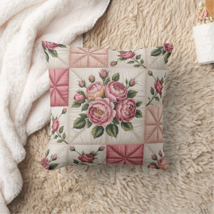Floral Seamless Pattern, Roes Seamless Pattern Throw Pillow