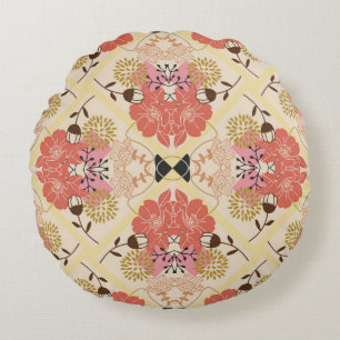 Floral seamless pattern round pillow