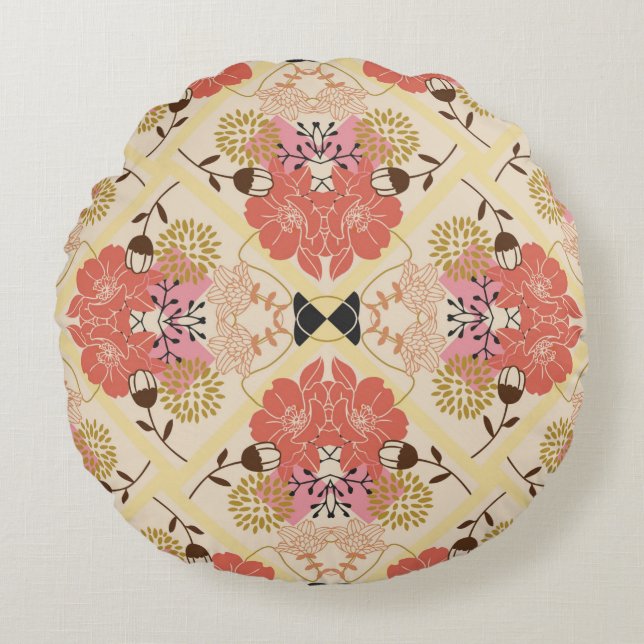 Floral seamless pattern round pillow (Front)