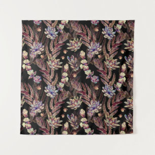 Floral seamless pattern. Succulents, ferns, thorns Tapestry