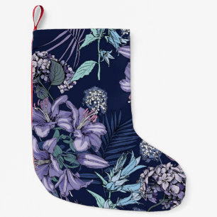 Floral seamless pattern. There are Lily, Hydrangea Small Christmas Stocking