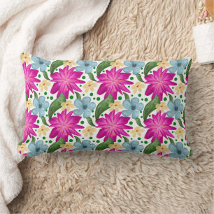 Floral Seamless Pattern   Watercolor Flower Repeat Lumbar Pillow