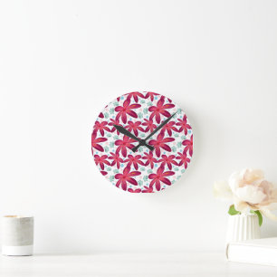 Floral Seamless Pattern   Watercolor Flower Repeat Round Clock