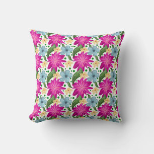 Floral Seamless Pattern   Watercolor Flower Repeat Throw Pillow