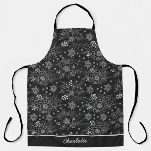 Floral seamless pattern white personalized name  apron