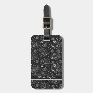 Floral seamless pattern white personalized name  luggage tag